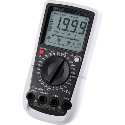 Egy digitális multiméter 1,999 értéket mutat a kijelzőjén. A forgókapcsoló egyenáramú (DC) mérésre van állítva.