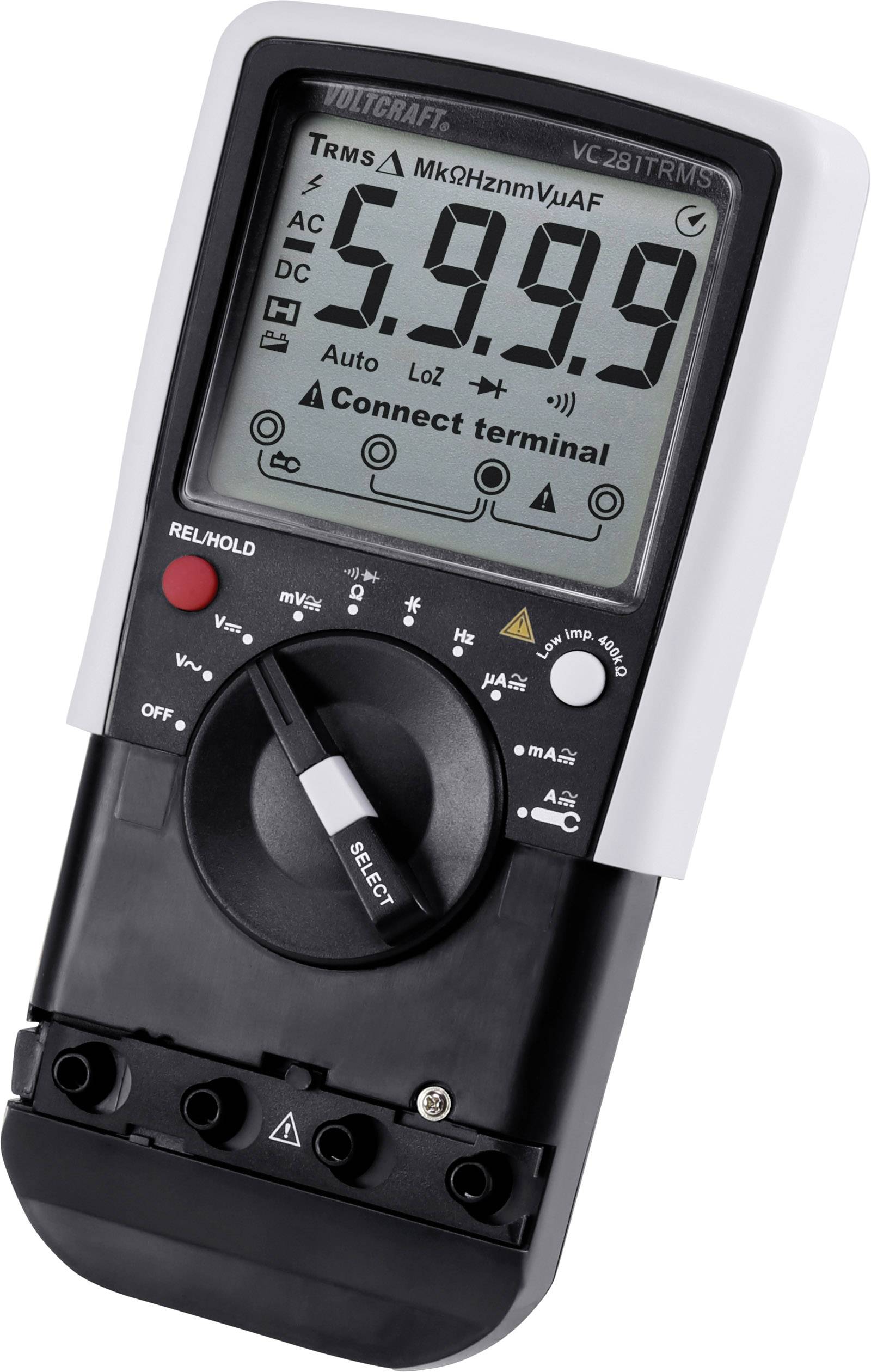 Digitális kézi multiméter lakatfogó adapterrel CAT III 600 V kijelző (digitek): 6000 VOLTCRAFT VC281-6