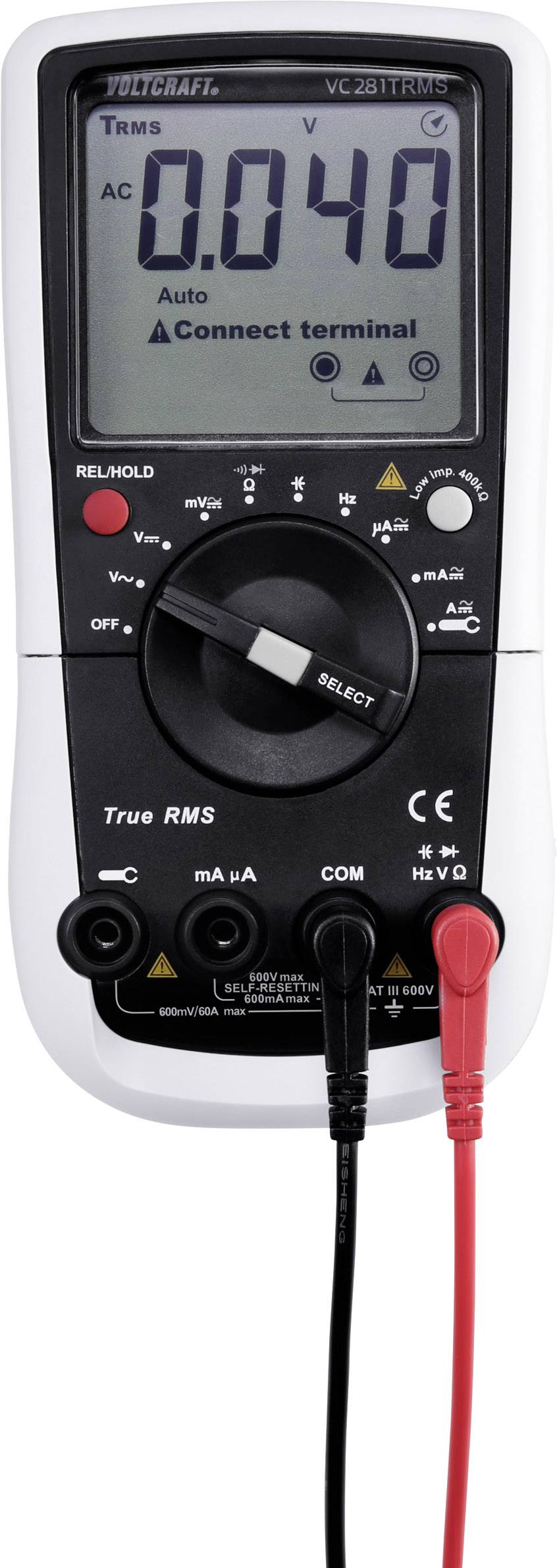 Digitális kézi multiméter lakatfogó adapterrel CAT III 600 V kijelző (digitek): 6000 VOLTCRAFT VC281-10