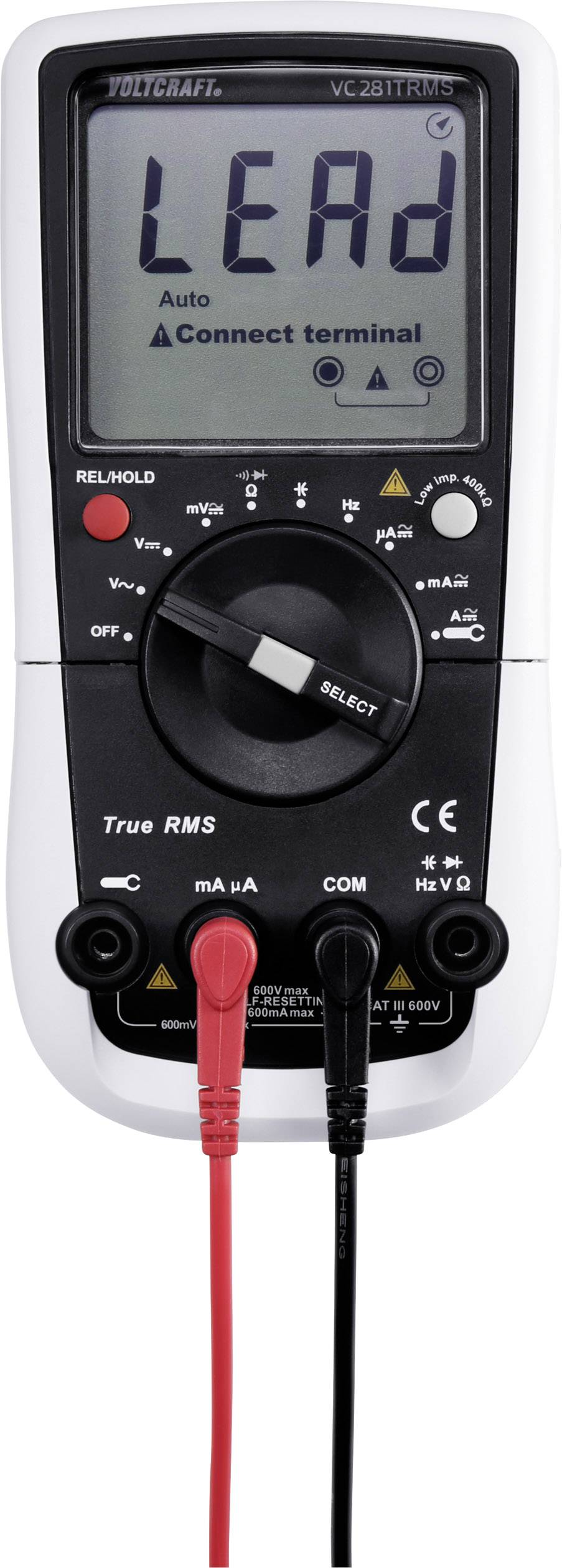 Digitális kézi multiméter lakatfogó adapterrel CAT III 600 V kijelző (digitek): 6000 VOLTCRAFT VC281-12