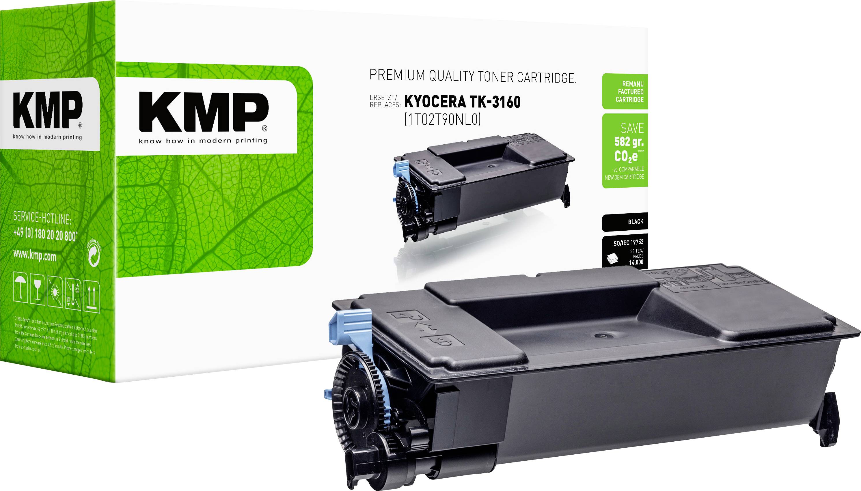 KMP Toner remplace Kyocera TK-3160 compatible noir 14000 pages K-T80 2917,0000