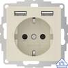 2USB 2U-449290 Süllyeszthető dugalj VDE, USB-vel, Gyermekvédelem IP20 Krém-fehér, Fényes effekt