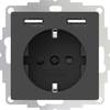 2USB 2U-449351 Süllyeszthető dugalj VDE, USB-vel, Gyermekvédelem IP20 Antracit