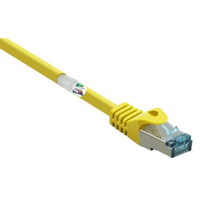 Basetech BT-2270654 RJ45 Hálózati kábel, patchkábel CAT 6A S/FTP 15.00 cm Sárga Védővel, Lángálló 1 db