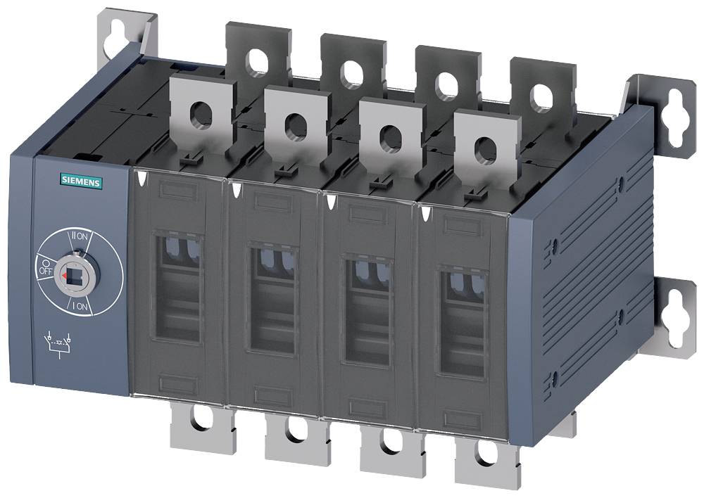 Elektromos kapcsolókészülék több kapcsolólapáttal és Siemens-logóval, ipari alkalmazásokhoz megfelelő.