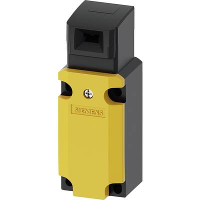 Sárga házú és fekete sapkájú ipari kapcsoló, 'Siemens' felirattal, mechanikai vezérlési alkalmazásokhoz használva.