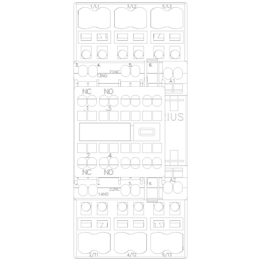 Műszaki diagram egy elektromos kapcsolótábláról, amely különböző áramköröket és csatlakozásokat tartalmaz, 1-től 6-ig számozva.