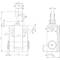 Egy mechanikai alkatrész műszaki rajza méretekkel. Részleteket tartalmaz, mint átmérő, magasság, szélesség és menetspecifikáció.