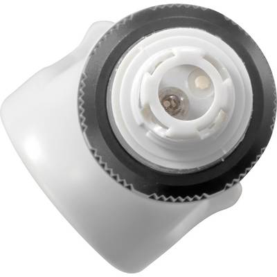 Fehér műanyag kupak bordázott szélekkel és belső mechanizmussal, valószínűleg egy palackzáró tartozéka.