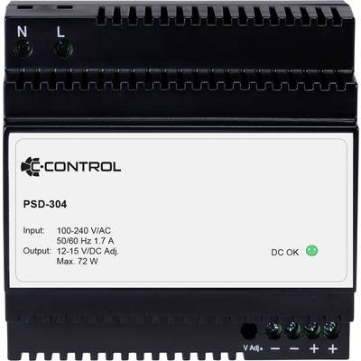   C-Control  PSD-304  Kalapsínes tápegység  Táp (standby) 0.3 W  12 V/DC  6 A  72 W  Kimenetek száma:1 x    Tartalom, ta
