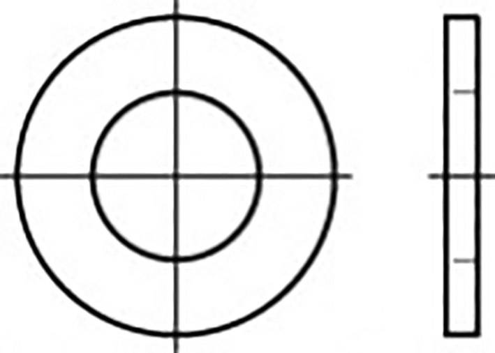 A műszaki rajz egy hengerszerű korongot mutat metszetben és felülnézetben, központi furattal.