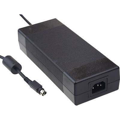 Fekete laptop hálózati adapter hálózati csatlakozóval és kerek csatlakozódugóval.