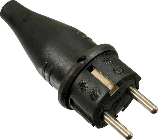 AS Schwabe 60412 Védőérintkezős dugó Tömör gumi  230 V Fekete IP44