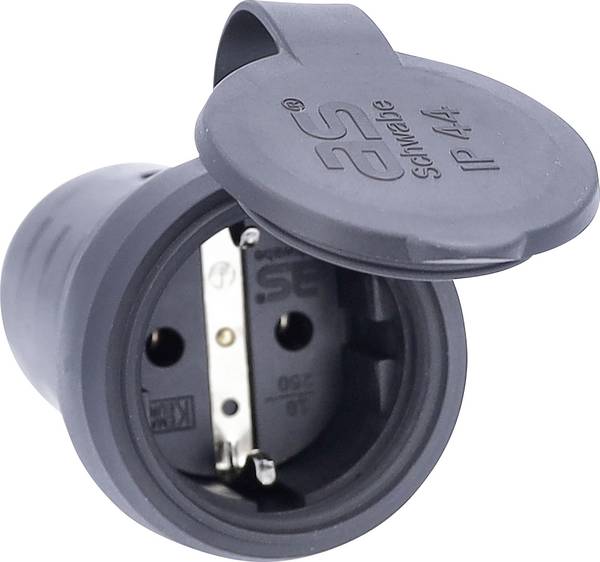 AS Schwabe 60417 Védőérintkezős alj Tömör gumi  230 V Fekete IP44