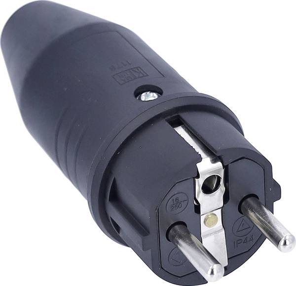 AS Schwabe 61412 Védőérintkezős dugó Tömör gumi  230 V Fekete IP44