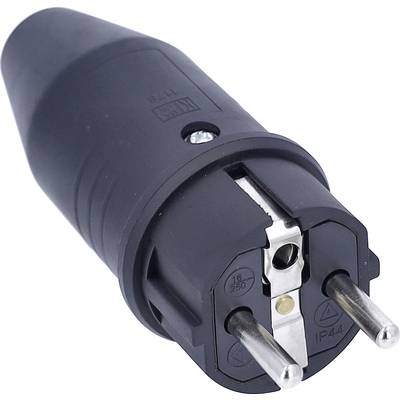 AS Schwabe 61412 Védőérintkezős dugó Tömör gumi 230 V Fekete IP44-0