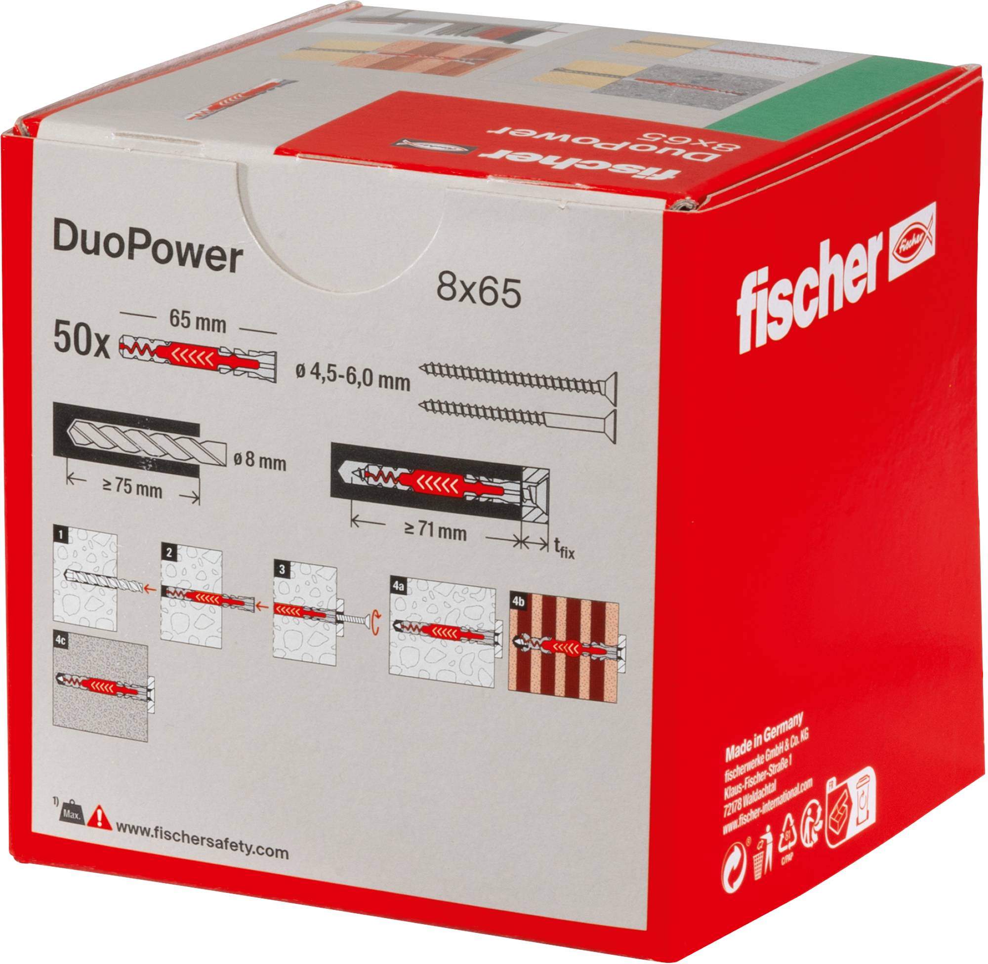 Fischer 538251 DUOPOWER 8x65 LD 2 komponensű tipli 65 mm 8 mm 50 db-7