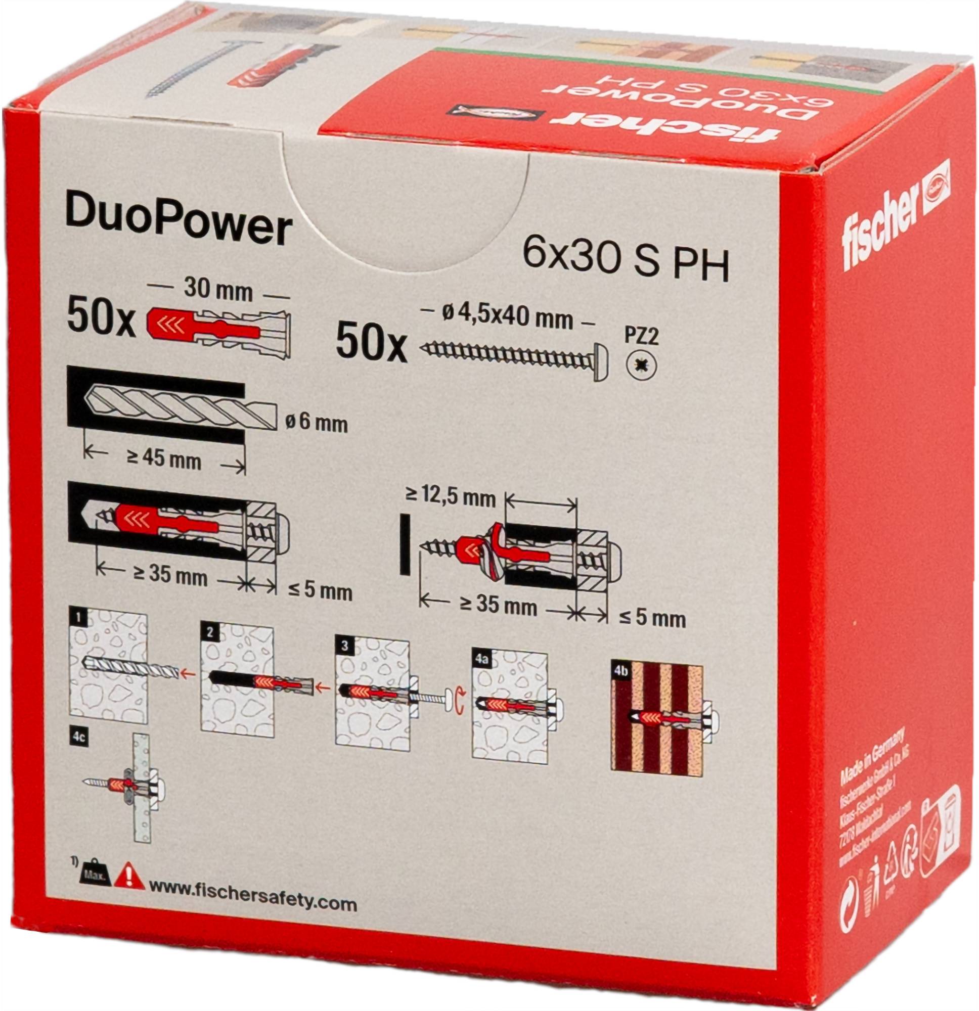 Fischer 535463 DUOPOWER 6x30 S PH LD 2 komponensű tipli 30 mm 6 mm 50 db-3