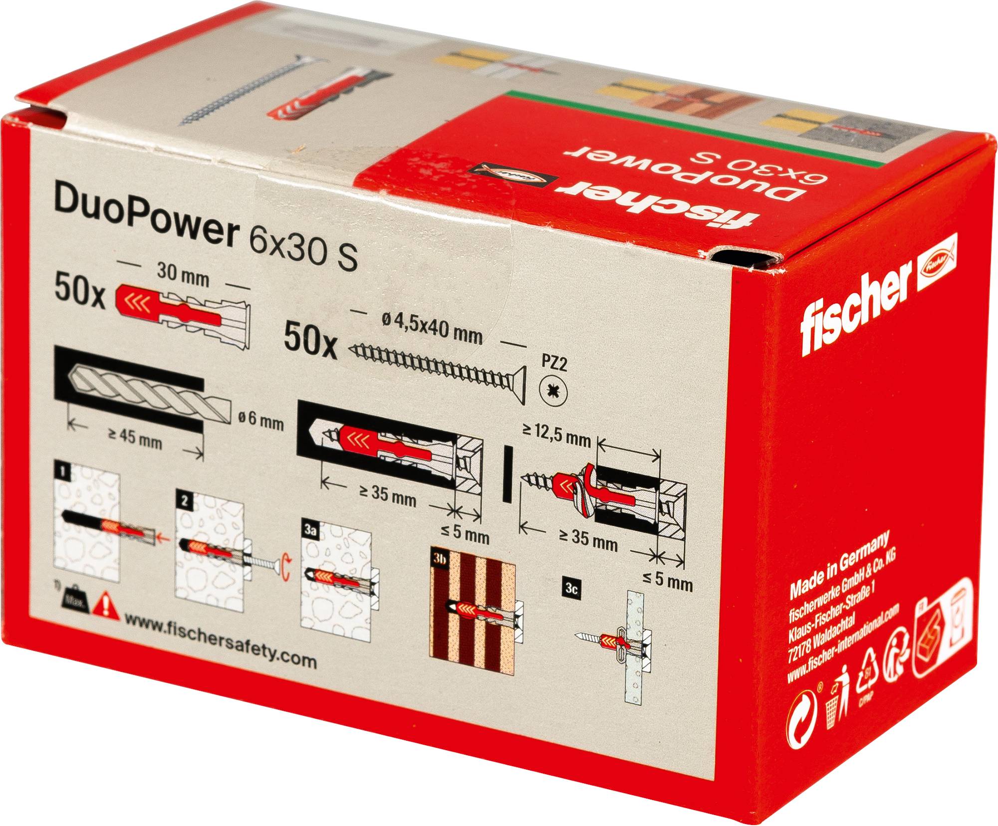 Fischer 535459 DUOPOWER 6x30 S LD 2 komponensű tipli 30 mm 6 mm 50 db-7