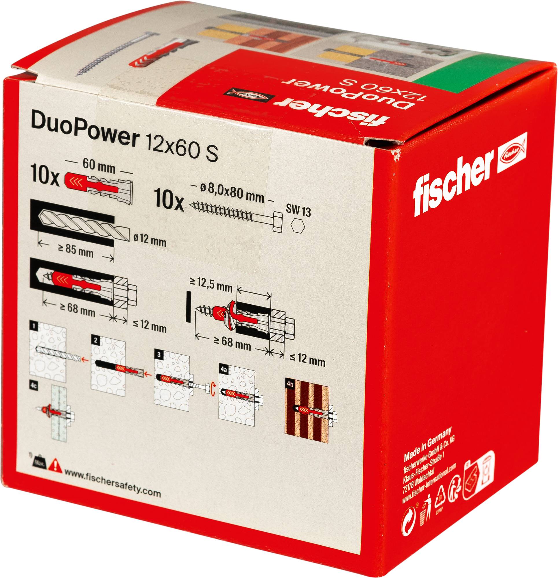Fischer 538258 DUOPOWER 12x60 S LD 2 komponensű tipli 60 mm 12 mm 10 db-7