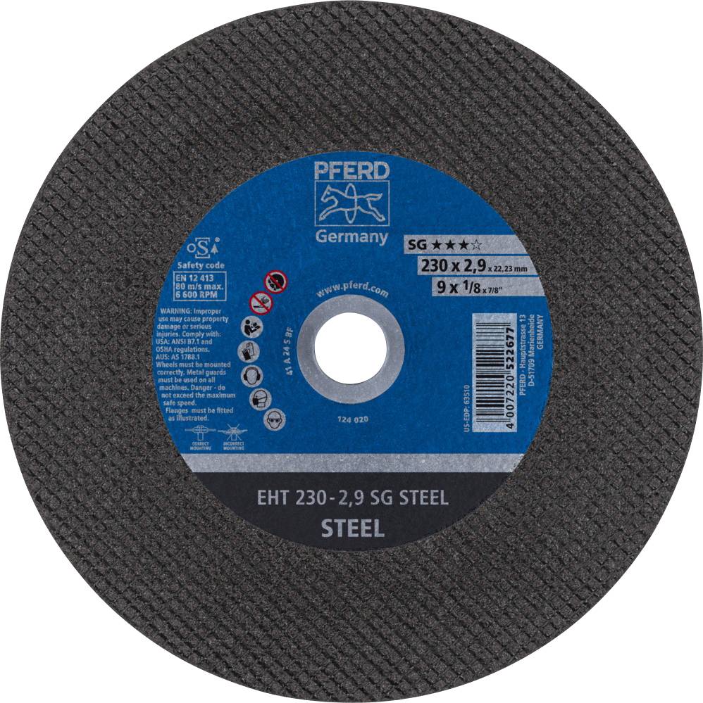 PFERD TOOLS SG STEEL 61328322 Vágótárcsa, egyenes 230 mm 25 db Acél