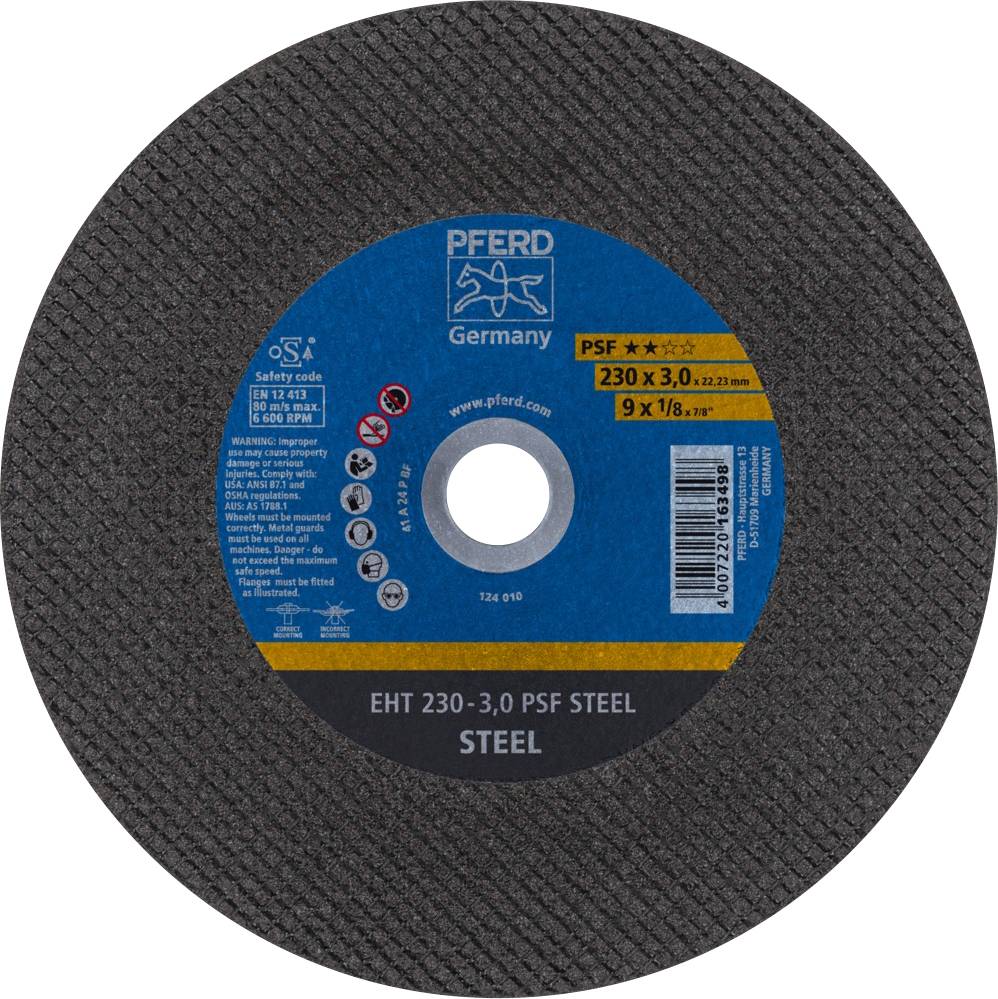 PFERD TOOLS PSF STEEL 61728222 Vágótárcsa, egyenes 230 mm 25 db Lemez, Profilok