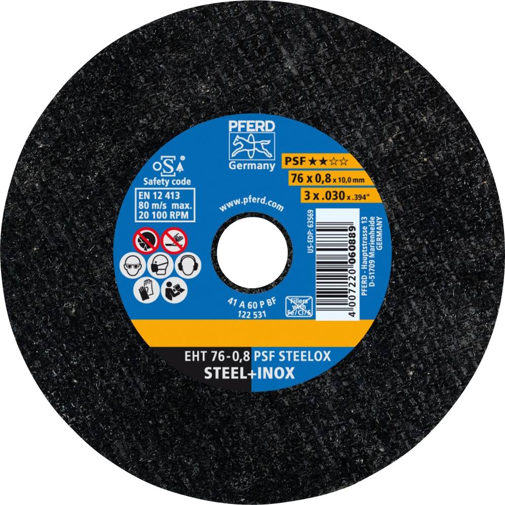 PFERD TOOLS PSF STEELOX 65508109 Vágótárcsa, egyenes 76 mm 25 db Nemesacél, Acél