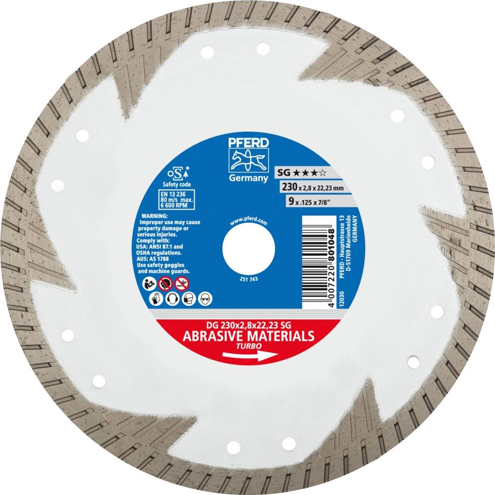 PFERD TOOLS 68000024 Dg Sg Gyémánt bevonatú vágótárcsa Ø 230 mm Furat átmérő 22.23 mm 1 db