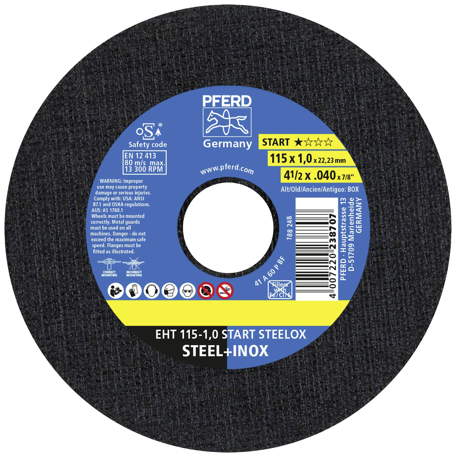 PFERD TOOLS EHT 115-1,0 START (10) 69121067 Vágótárcsa készlet 115 mm 10 db Nemesacél, Acél