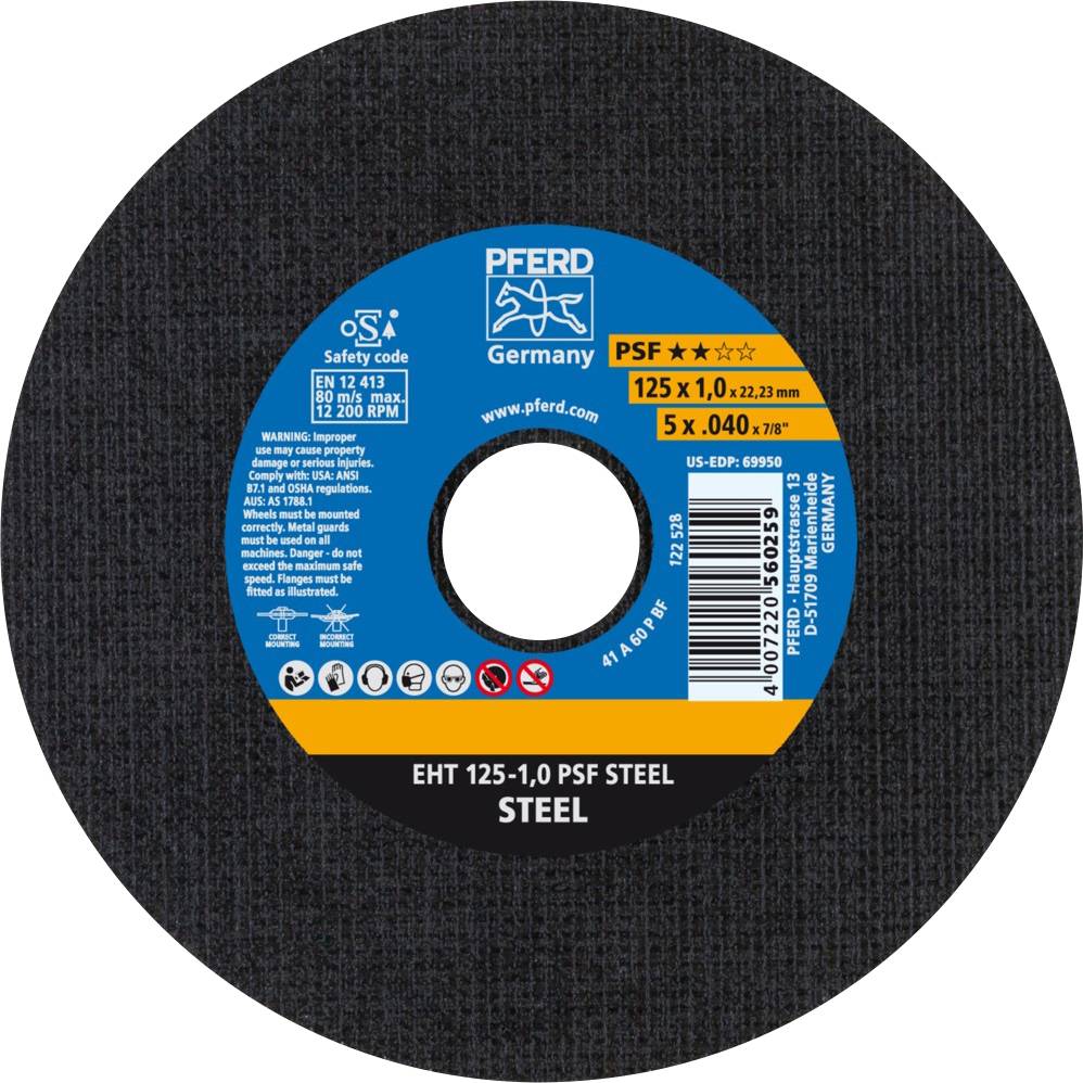 PFERD TOOLS PSF STEEL 61719010 Vágótárcsa, egyenes 125 mm 25 db Acél