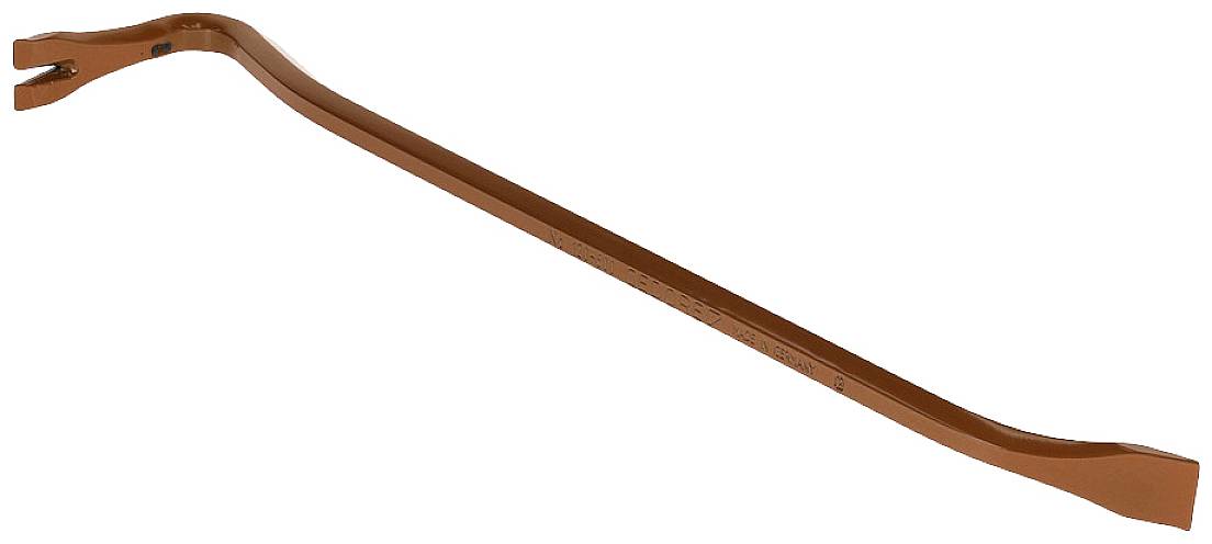 Egy hajlított végű rézbontóvas és szögkihúzó, amelyet emelő- és bontási munkálatokhoz használnak.