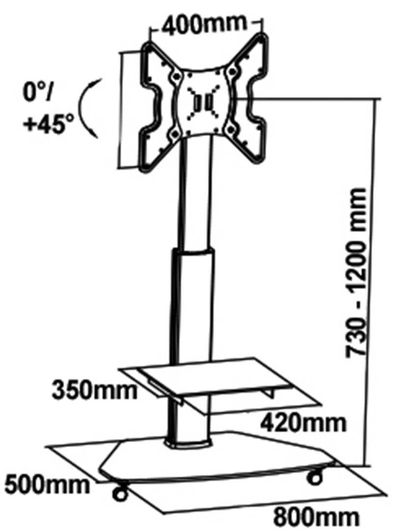 My Wall HP1CL TV kocsi 81,3 cm (32") - 139,7 cm (55") Állítható magasságú, Dönthető, Csuklóval mozgatható, Kihúzható-1