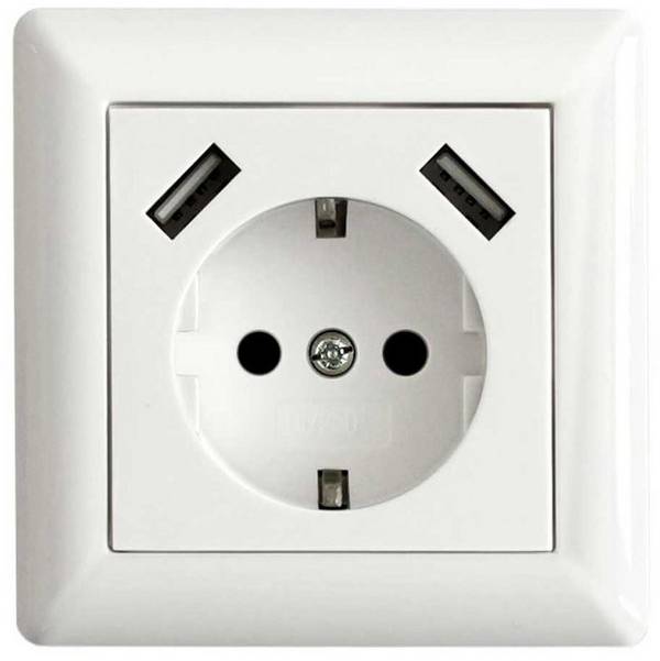 LEDmaxx 106648 1 részes Süllyeszthető dugalj  USB-vel, Gyermekvédelem  Fehér