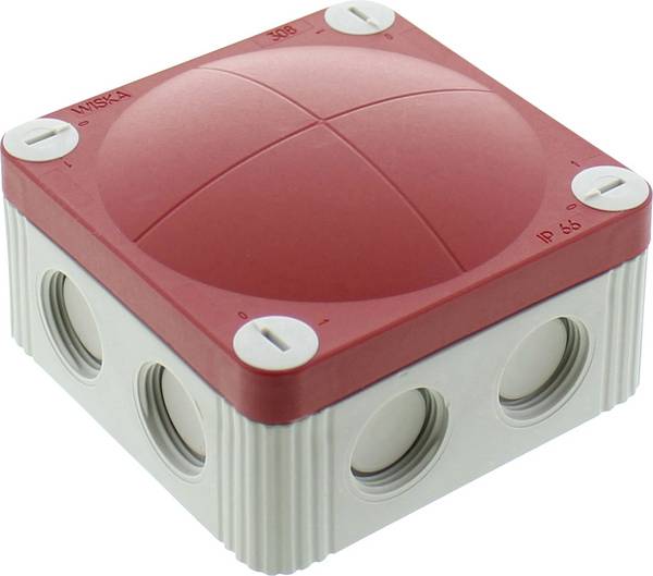 Wiska 10060480 Leágaztató doboz (H x Sz x Ma) 85 x 85 x 51 mm Élénk szürke (RAL 7035), Piros IP66/IP67 1 db