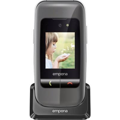 Emporia V200 Kihajtható mobiltelefon időseknek Töltőállomással, SOS gomb Fekete