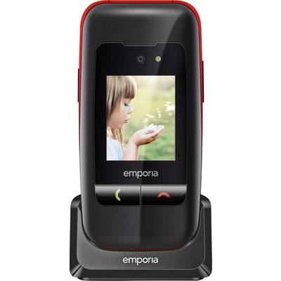 Emporia V200 Kihajtható mobiltelefon időseknek Töltőállomással, SOS gomb Fekete