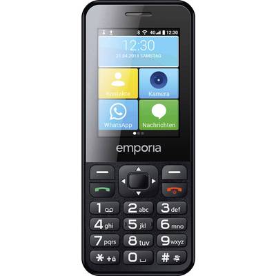 Emporia V800 Mobiltelefon időseknek Töltőállomással, SOS gomb Fekete