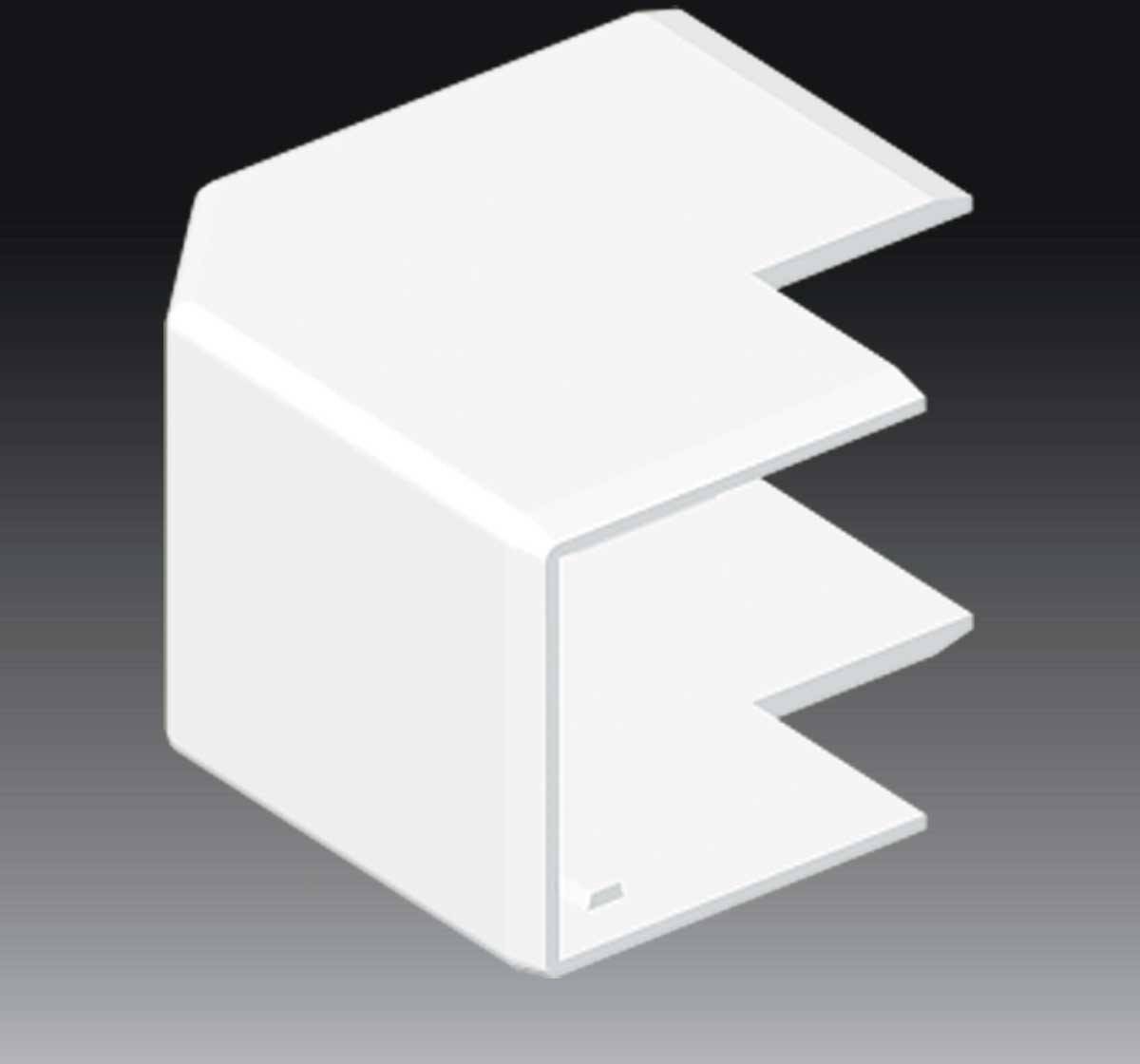 Egy 3D-objektum, amely egy fehér, prizmás formából áll, amely egy lépcsőrészlethez hasonlít, sötét háttér előtt.