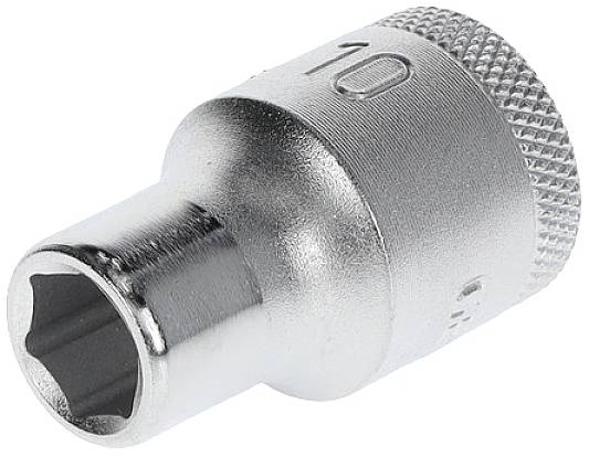 Fémes dugókulcs, '10'-es méret, bordázott peremmel; eszköz csavarok meghúzásához.