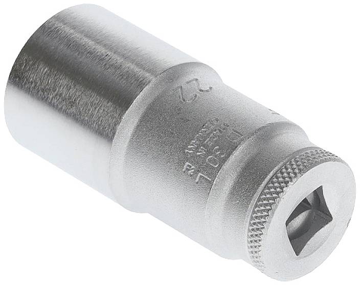 27-es méretű fém dugókulcs recézett fogantyúval, jobb foghatóság érdekében, gyakran használt gépjármű-javítási munkálatokhoz.