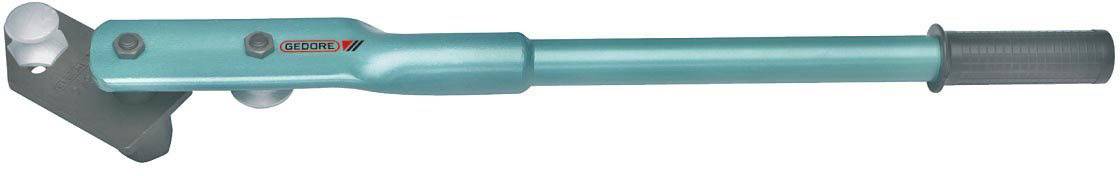 Egy kék nyomatékkulcs fekete fogantyúval, amelyen a 'Gedore' márkanév szerepel. Alkalmas csavarok precíz meghúzásához.