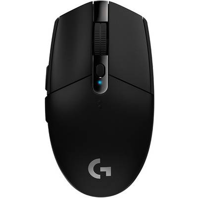 Fekete, vezeték nélküli egér ergonomikus kialakítással és megvilágított görgővel, alkalmas játékhoz és irodai munkához egyaránt.