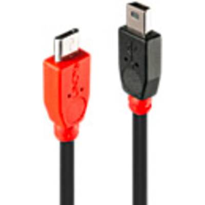 LINDY USB kábel USB 2.0 USB mikro B dugó, USB mini B dugó 2.00 m Fekete OTG funkcióval 31719