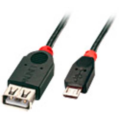 LINDY USB kábel USB 2.0 USB mikro B dugó, USB-A alj 0.50 m Fekete OTG funkcióval 31935