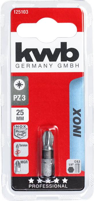 kwb 125103 Embout cruciforme Propulseur: 1/4 (6.3 mm) Sortie: vis Pozidriv PZ 3 — Photo 4 sur 4