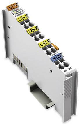 Egy fehér csatlakozóblokk több fogadónyílással és színkóddal ellátott csatlakozókkal elektromos kötésekhez.