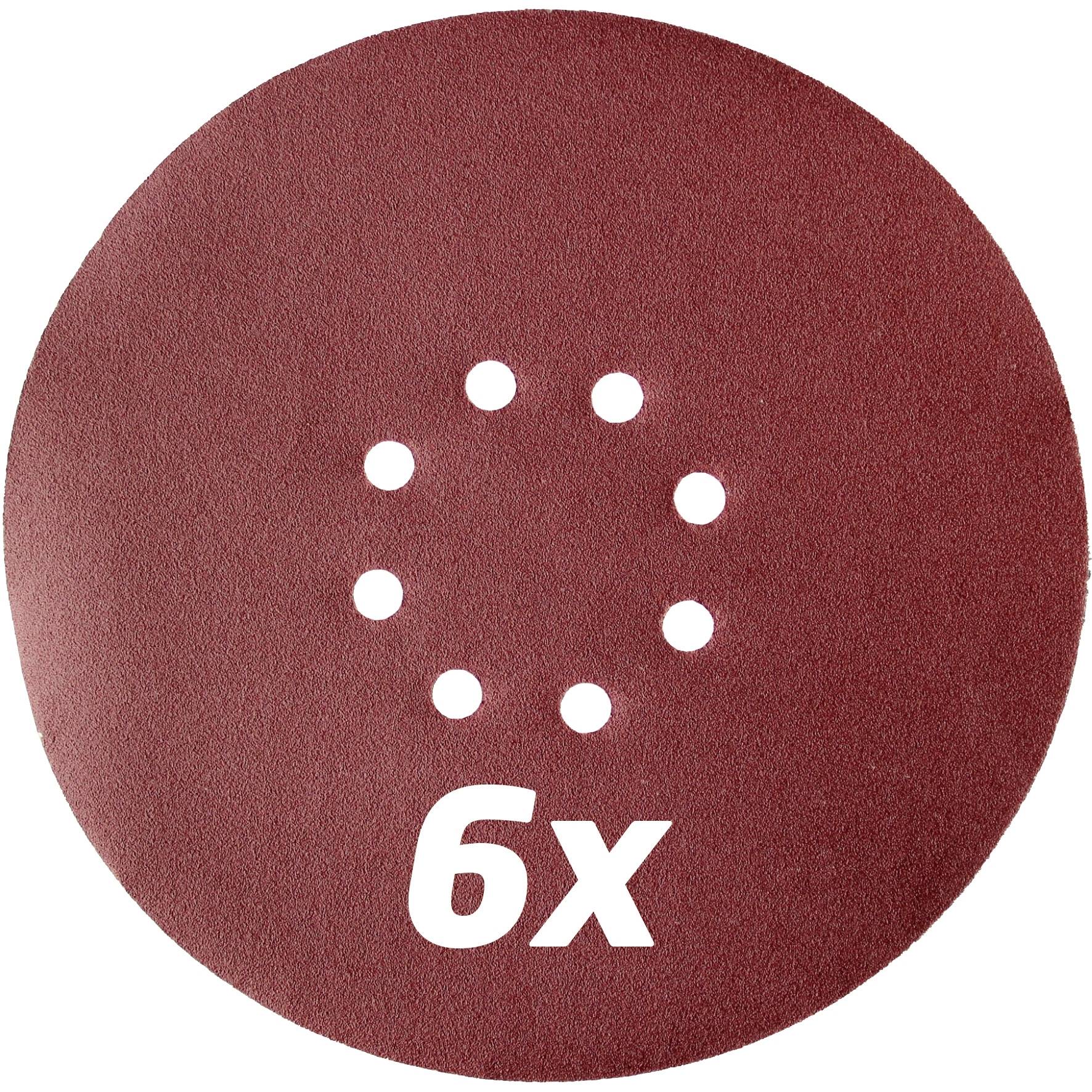 8 lyukú csiszolótárcsa, melyen a '6x' felirat látható.