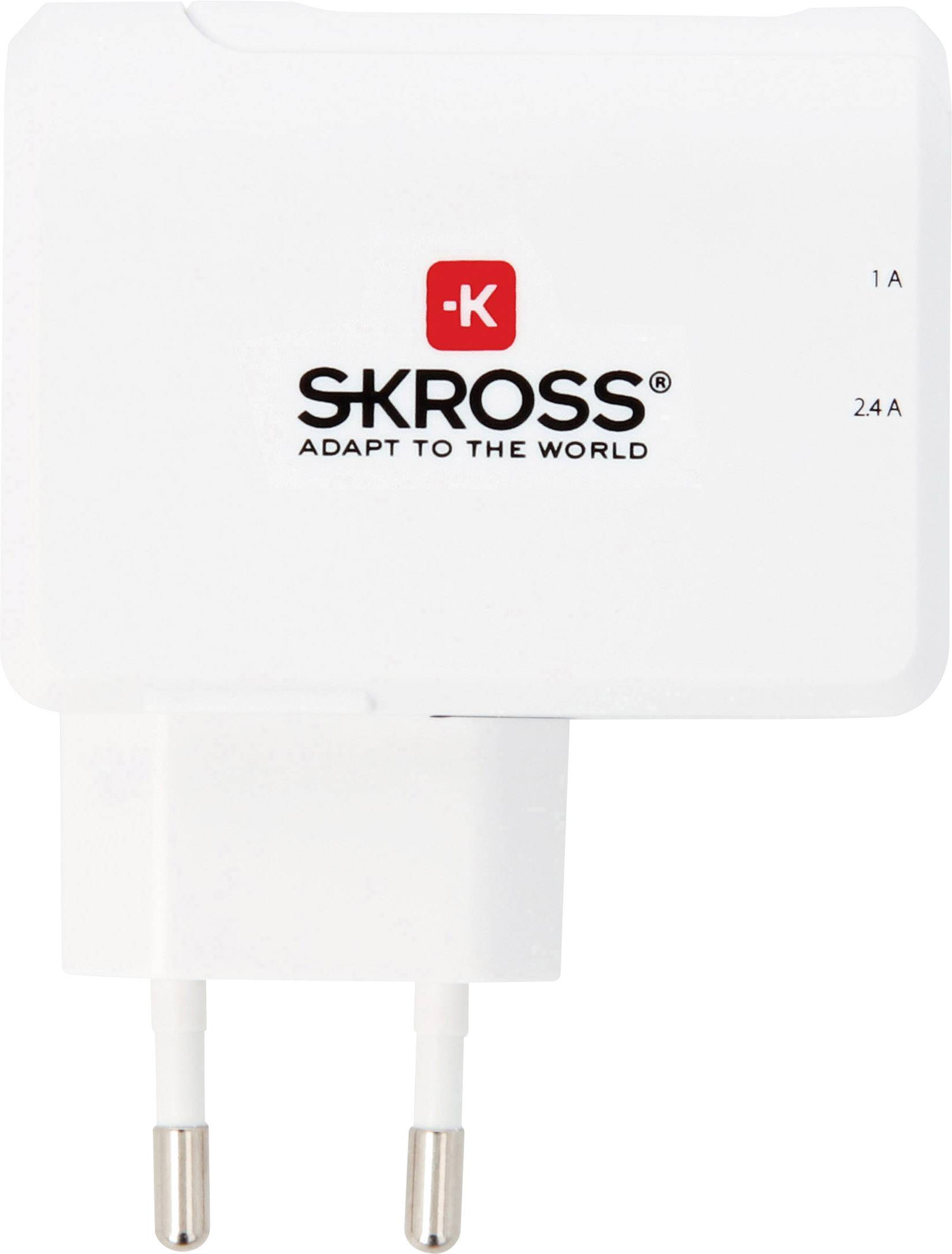 Skross 38565 USB-s töltőkészülék 2x USB-A Fehér, Ezüst Beltér