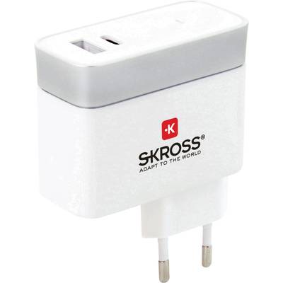 Skross SKROSS USB-s töltőkészülék  Aljzat dugó Kimeneti áram (max.) 5.4 A Kimenetek száma: 2 x  