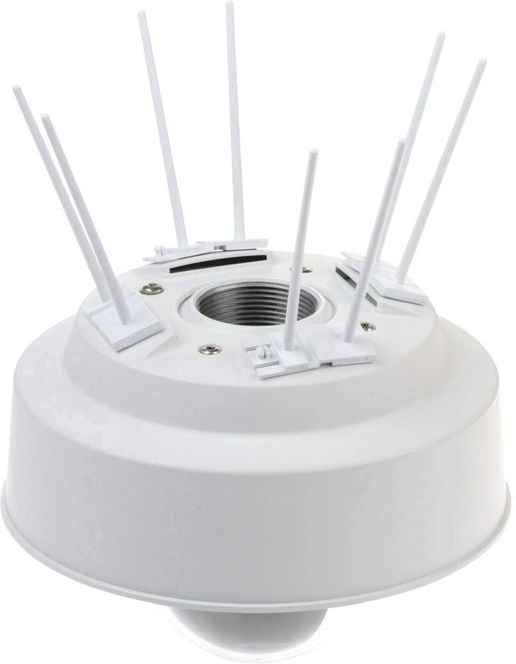 Egy fehér, mennyezetre szerelhető eszköz több antennával, amelyek valószínűleg vezeték nélküli hálózatok vagy jelismétlés céljára szolgálnak.
